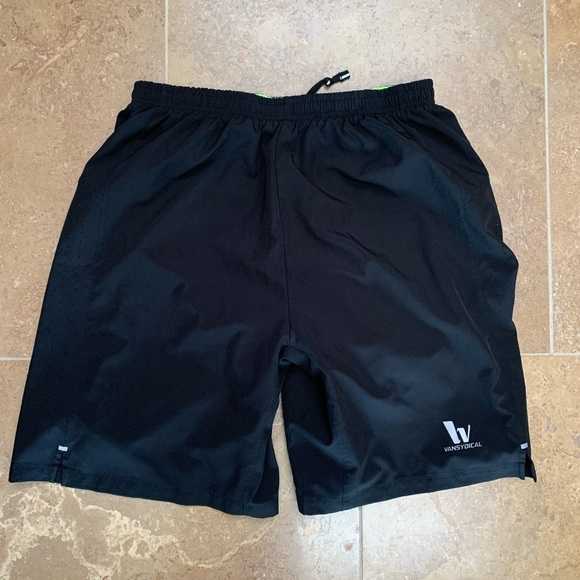 Vansydical men’s gym workout athletic elastic waist shorts SZ XL lined black - Picture 1 of 7